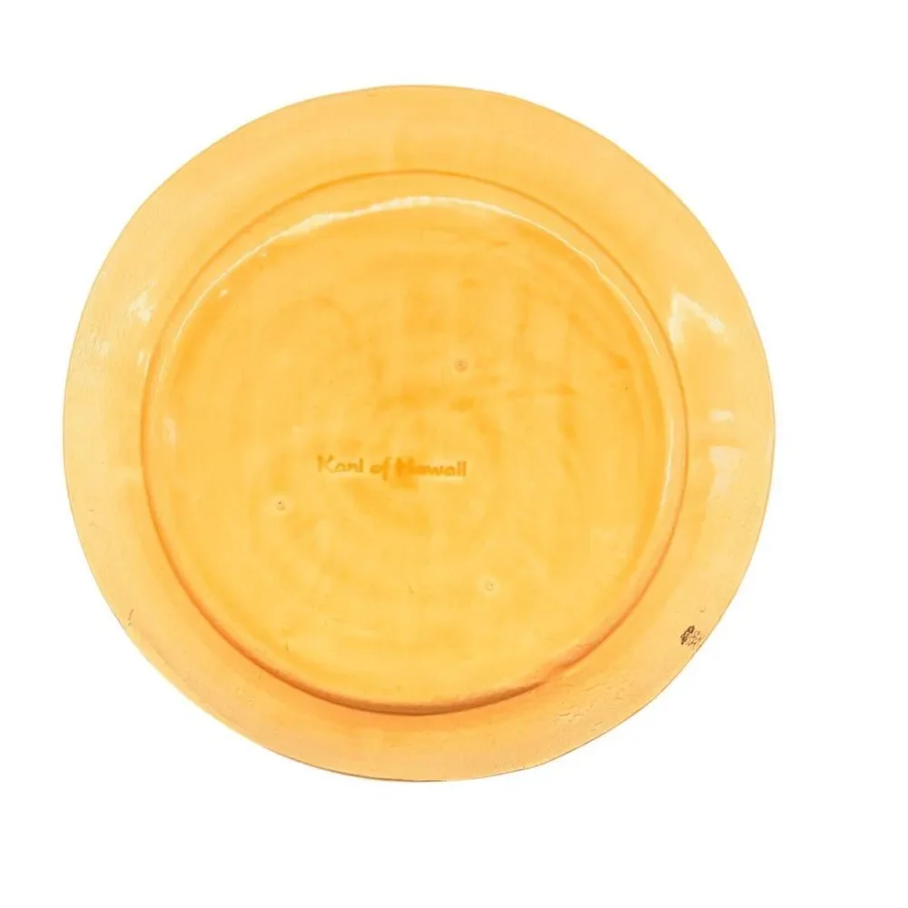 Kani Of Hawaii Handmade Pottery Plate 10" Gold / Red Anthurium & Green Leaves‎ - Picture 2 of 5